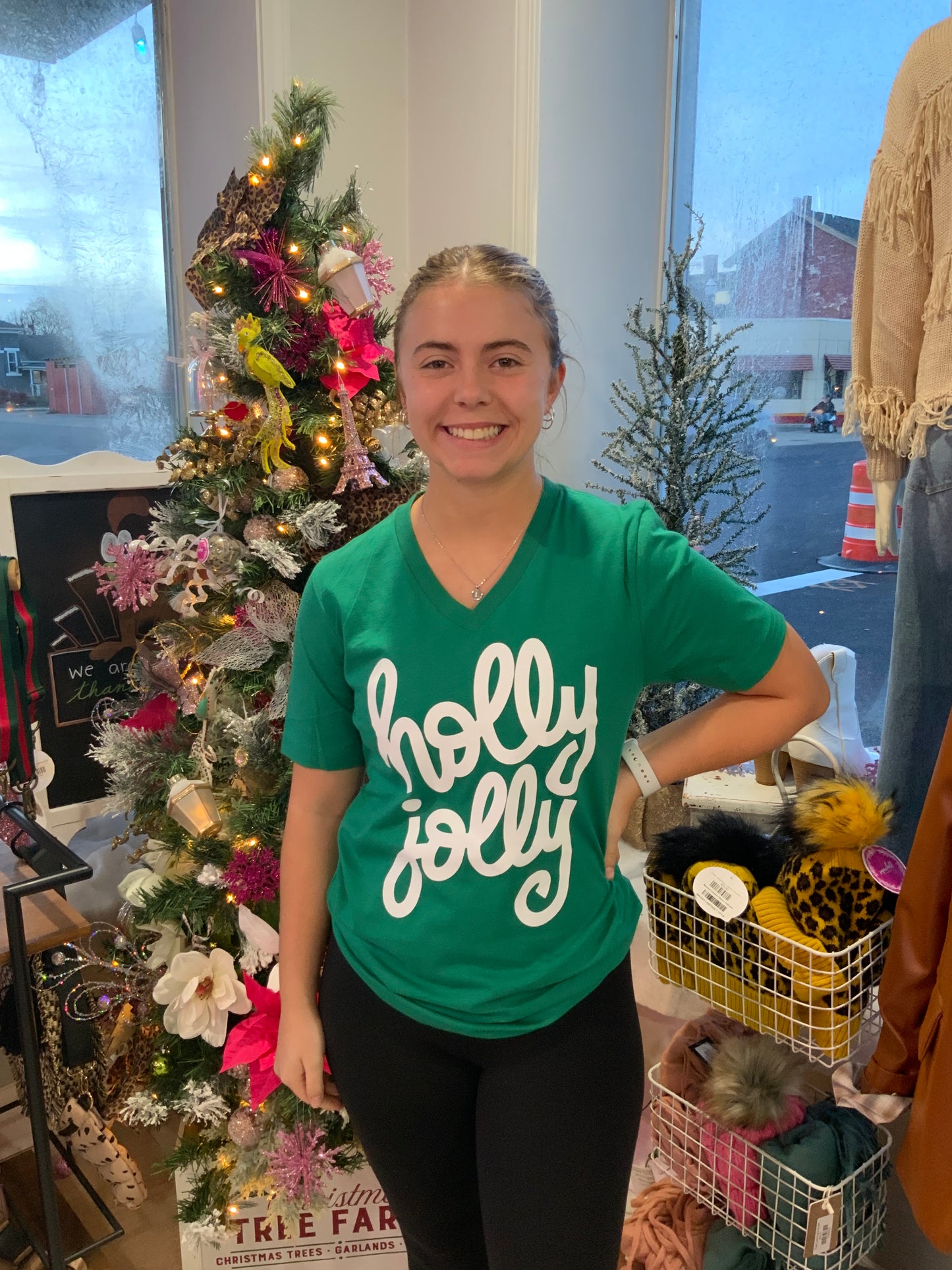 Green Holly Jolly v-neck