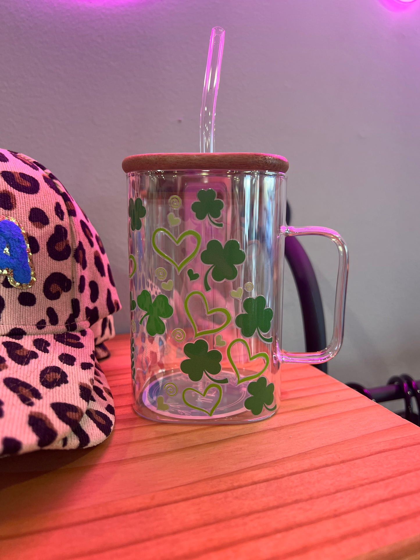 St Pattys glass mug