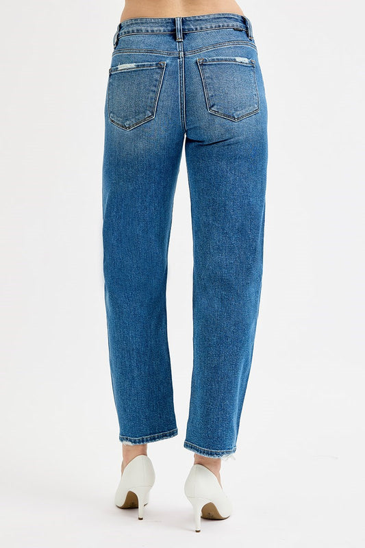 Tummy Control High Rise Ankle Barrel Jeans