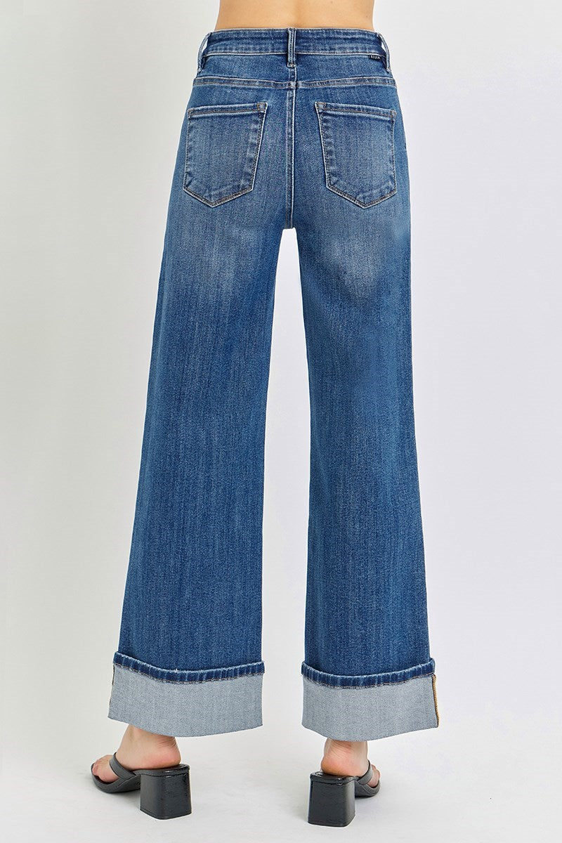 Risen Tummy Control High Rise Cuffed Ankle Jeans