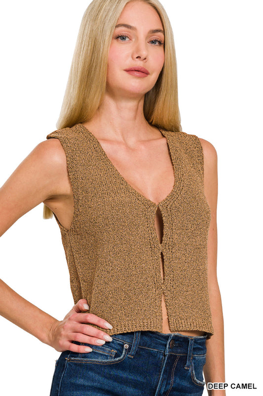 Camel Hook & Eye Sweater Vest