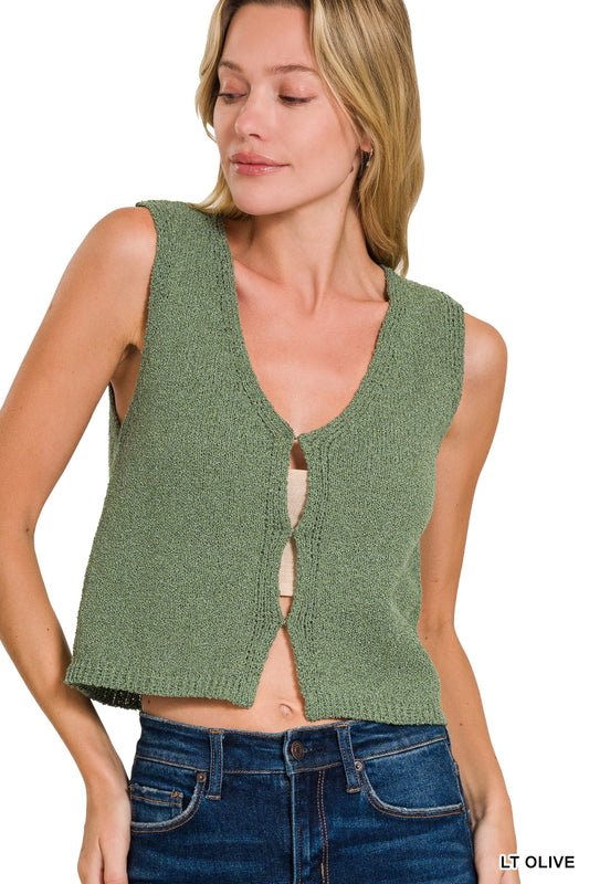 Olive Hook & Eye Sweater Vest