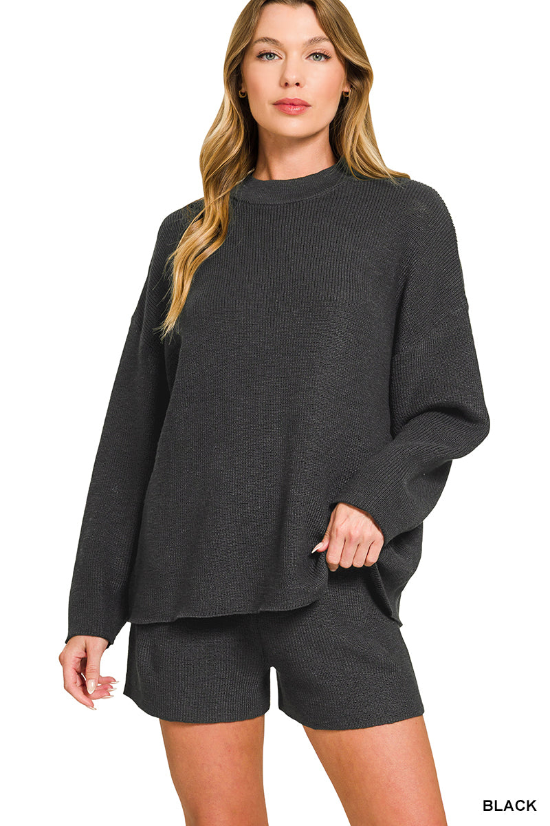 Black Sweater Short Set