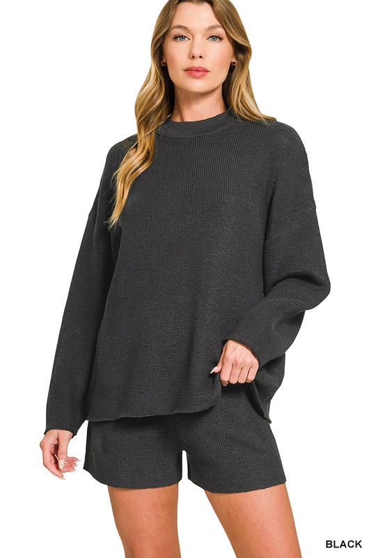 Black Sweater Short Set