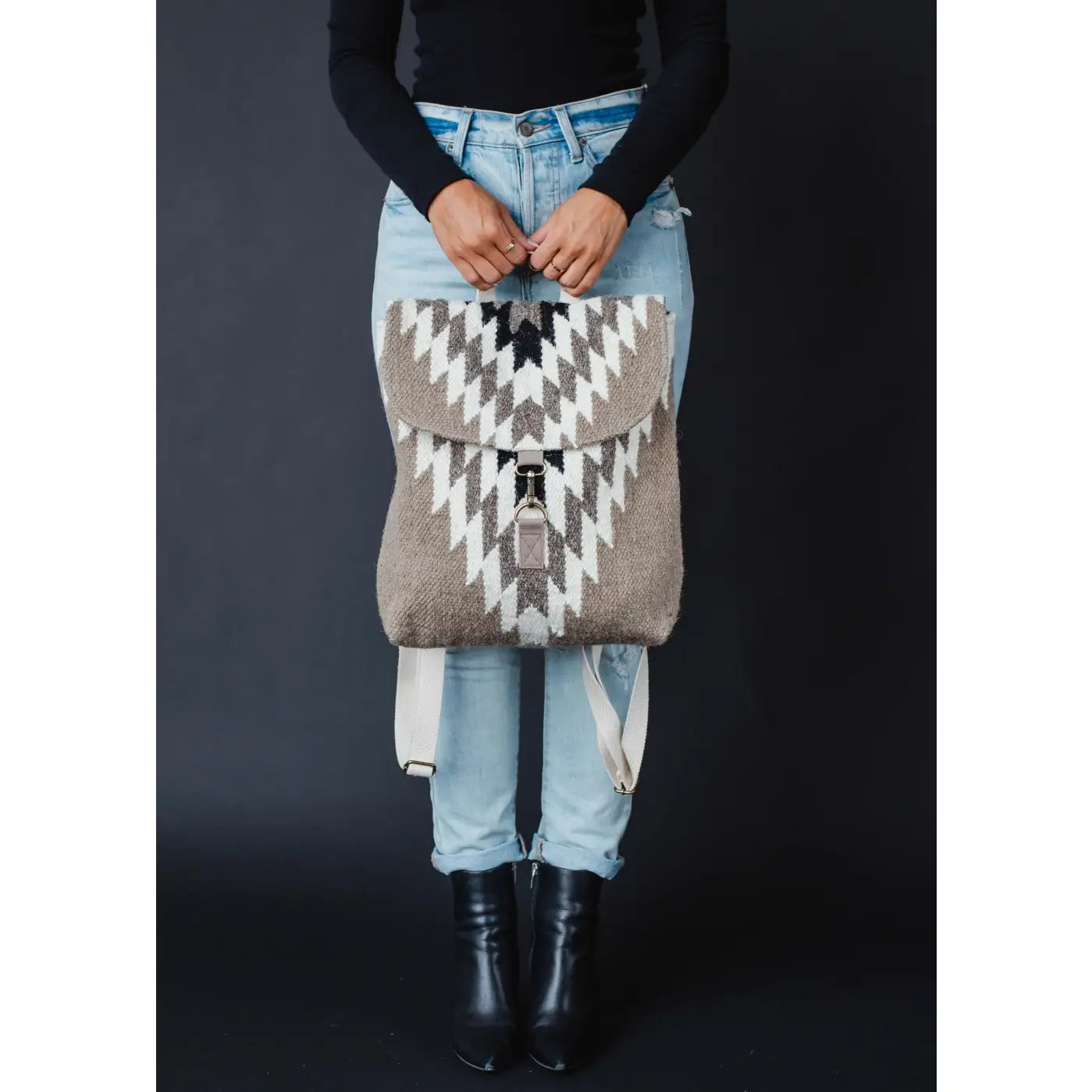 Taupe Black Aztec Backpack