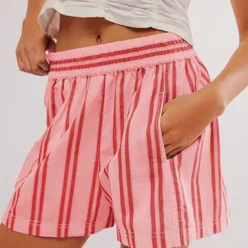 Striped High Waist Casual Shorts