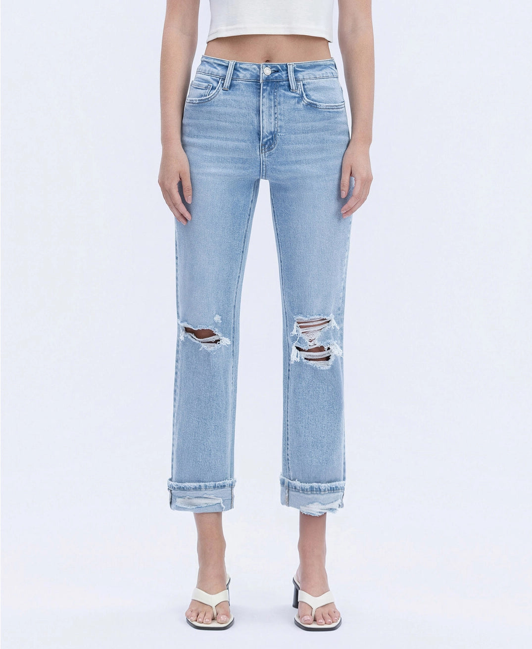 Vervet High Rise Roll Up Crop Straight