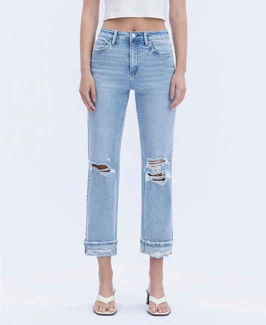 Vervet High Rise Roll Up Crop Straight