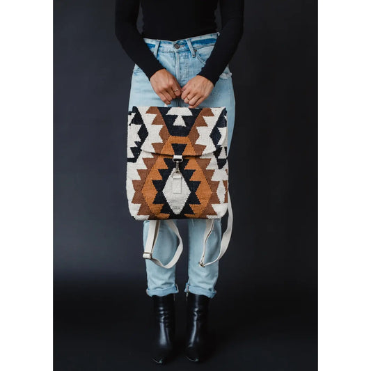 Cream Black Aztec Backpack