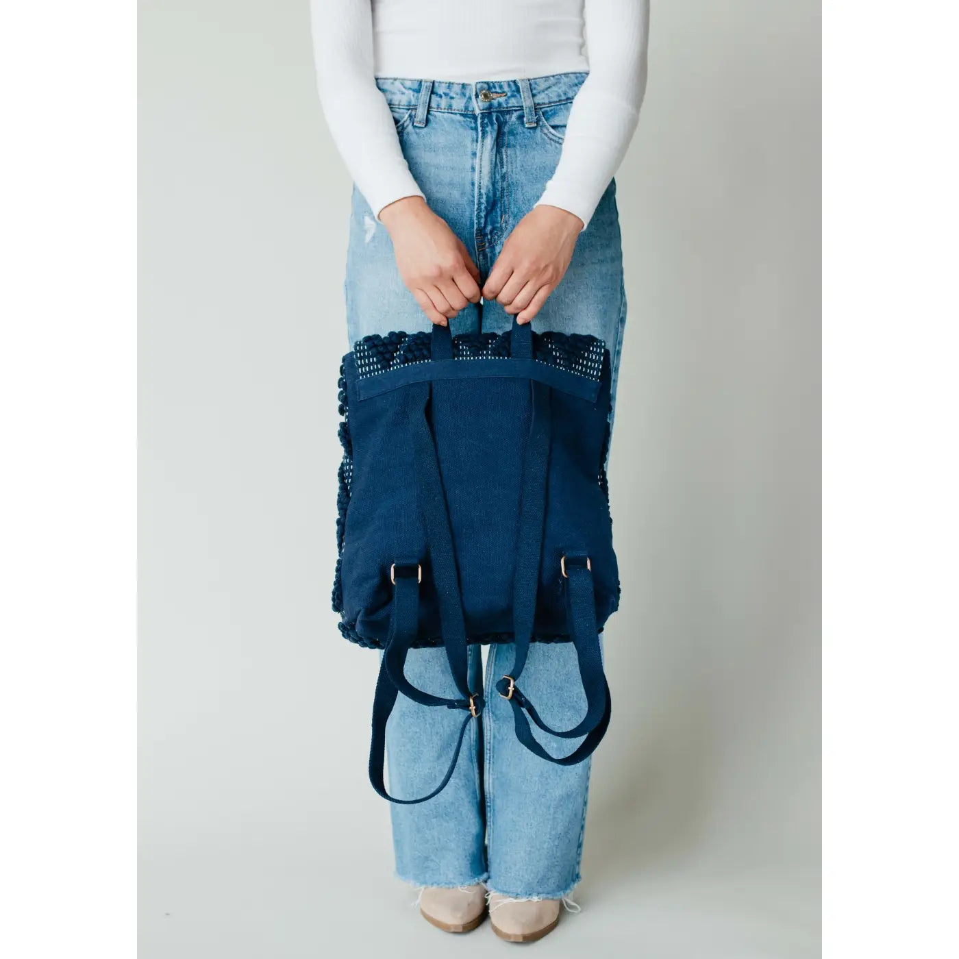 Navy Diamond Pattern Backpack