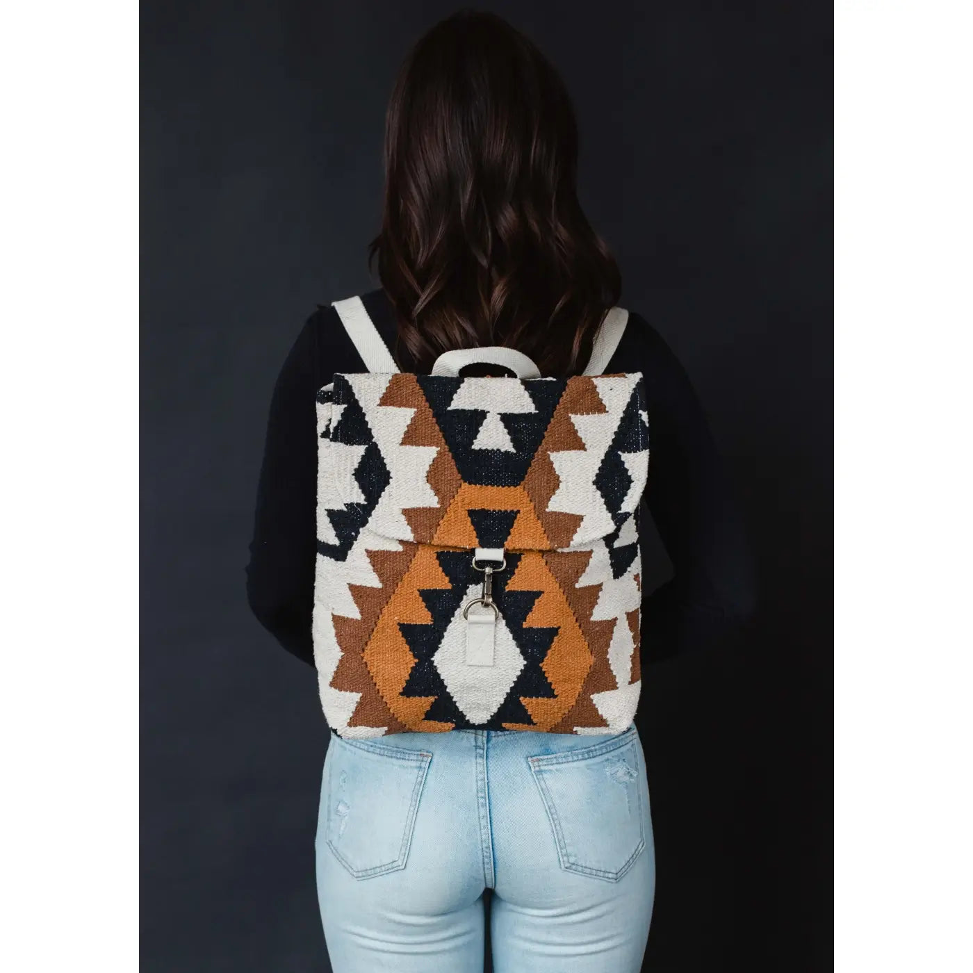 Cream Black Aztec Backpack