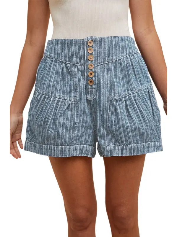 Striped Button Down Shorts