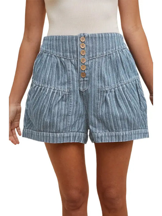Striped Button Down Shorts