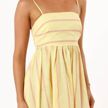 Striped Color Block Spaghetti Dress