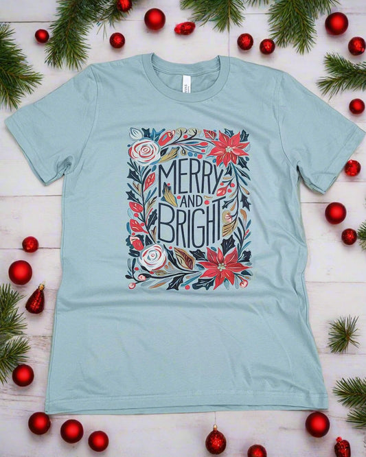 Merry & Bright Nostalgic Stamp Premium Soft T-Shirt