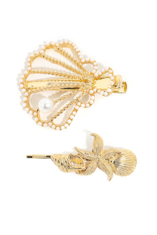 Metallic Sea Gold Hair Clip Set