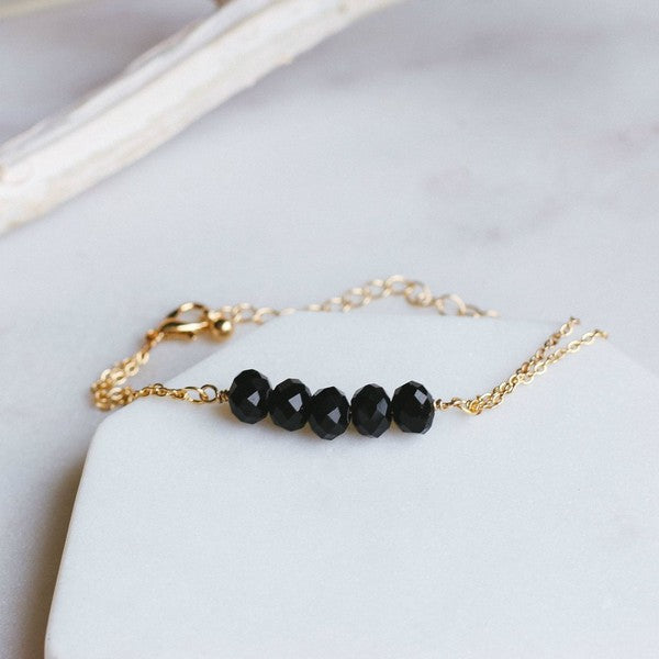 Black 5 Stone Chain Bracelet