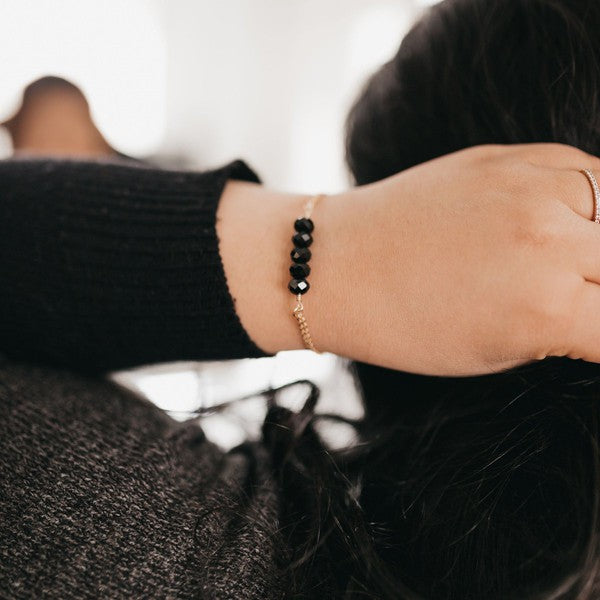 Black 5 Stone Chain Bracelet