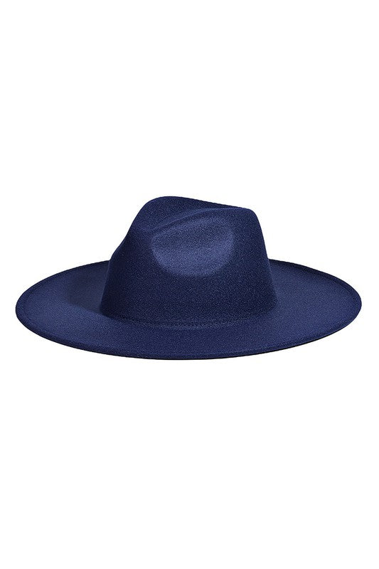Navy Flat Brim Fedora Hat