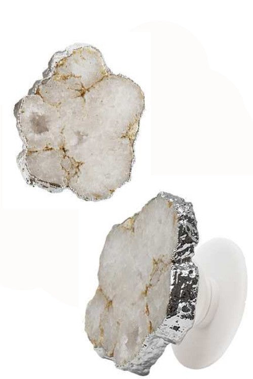 White Druzy Stone Phone Grip