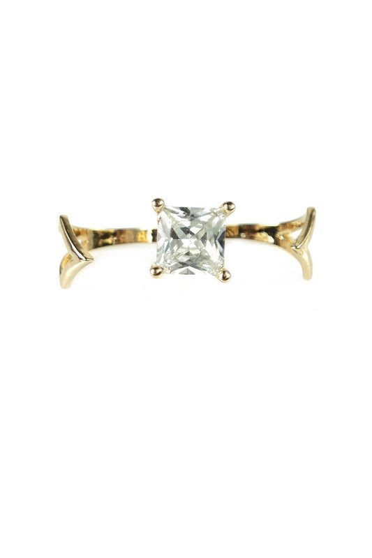 Gold Double Finger Diamond Ring