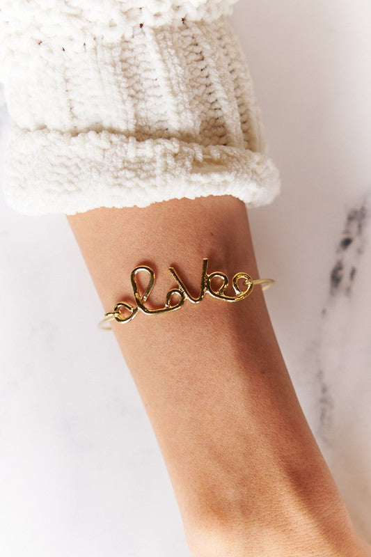 Gold Love Script Push Close Bracelet