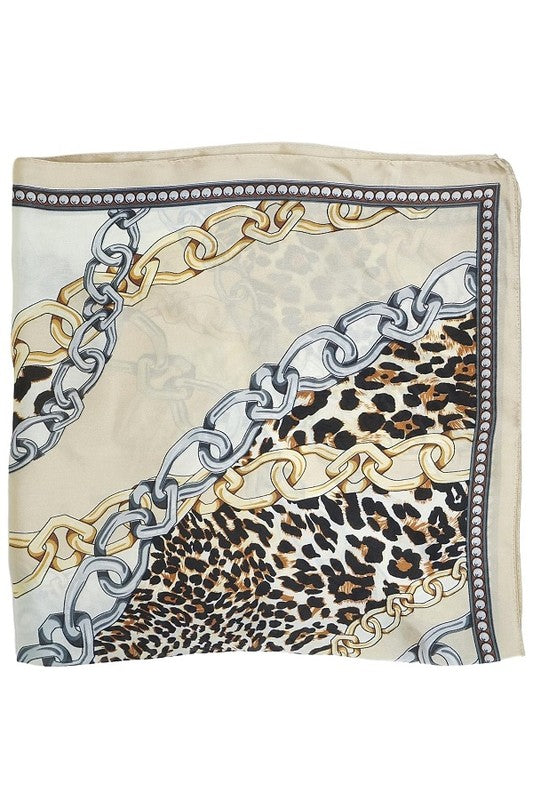 Beige Leopard Print Scarf 27 inch