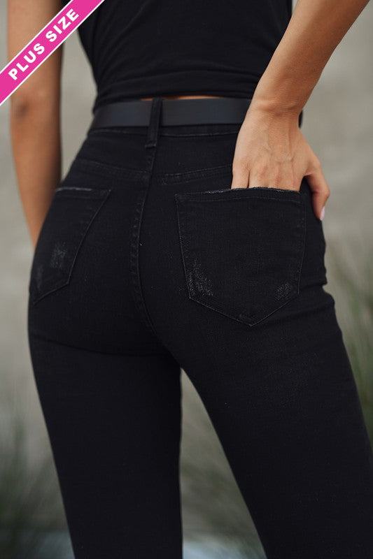 Plus Risen High Waisted Grinded Skinny Denim