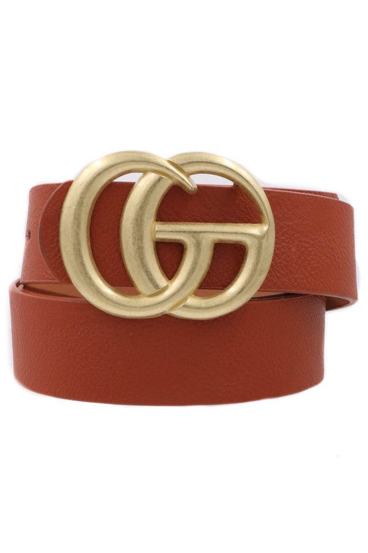 Cognac GO Brass Buckle Belt