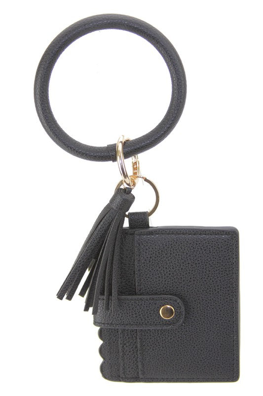 Black Keychain Wallet Bracelet Ring