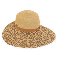 Tan Leopard Brim Floppy Sun N Sand Hat