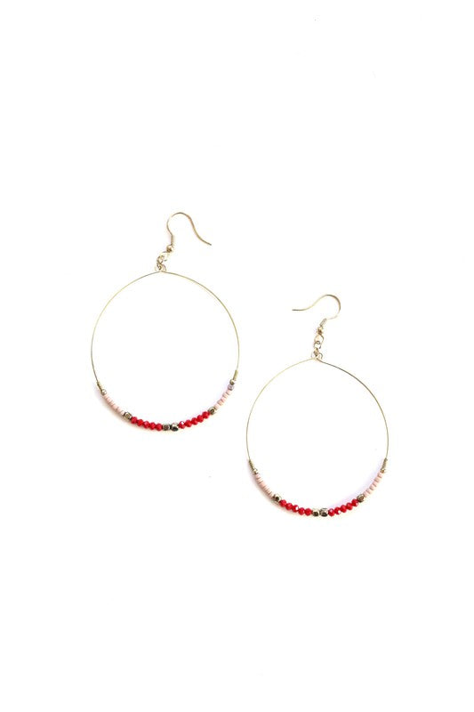 Scarlet Beaded Hoop Earrings