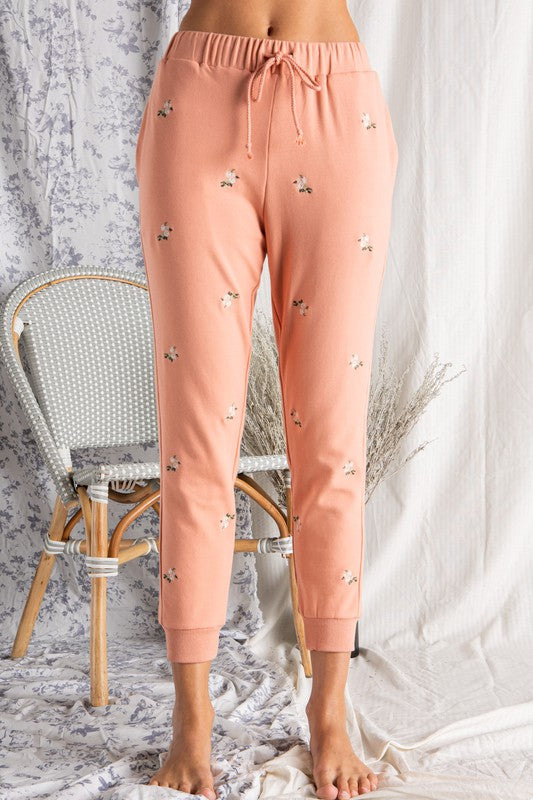 Floral Print Salmon Joggers