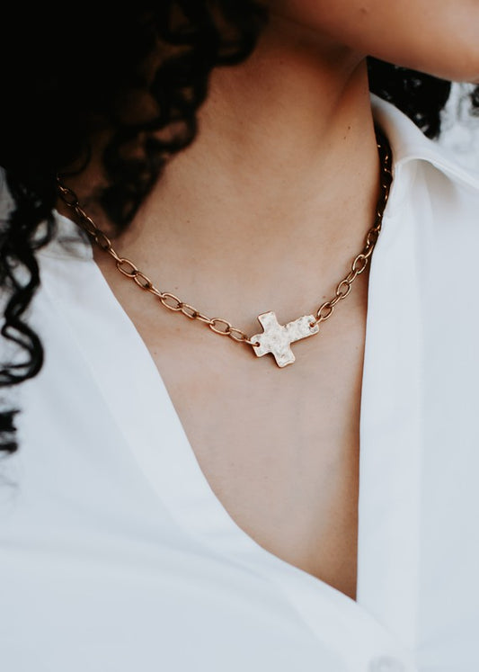 Gold Cross Single Chain Necklace