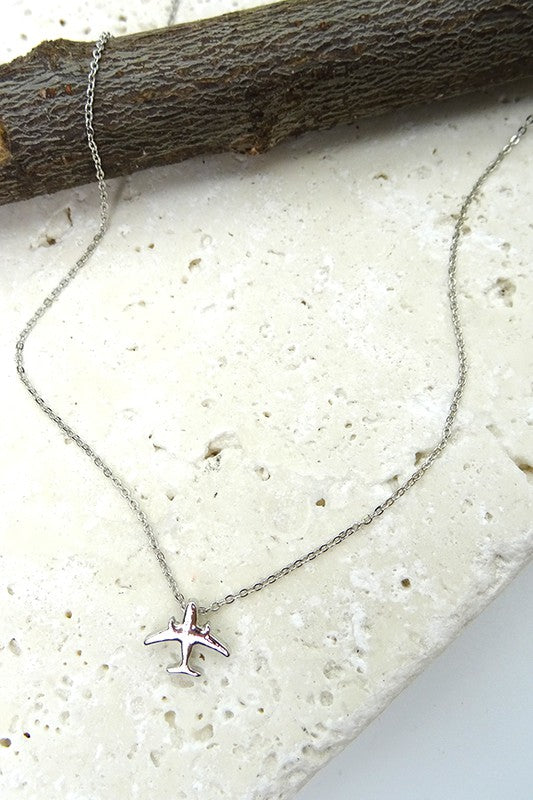 Silver Petite Airplane Necklace