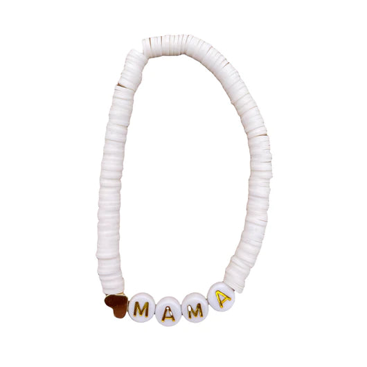 White Elastic Mama Charm Bracelet