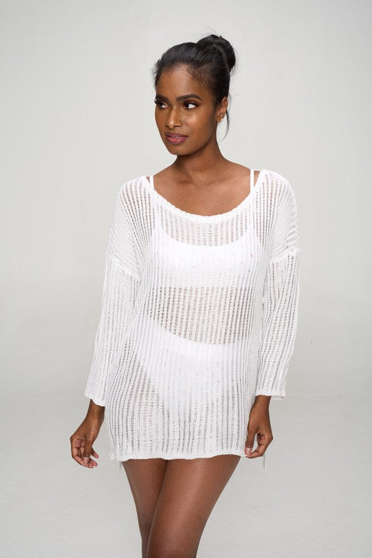 White Crochet Beach Tunic