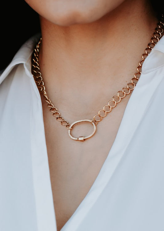 Gold Oval Chain Necklace