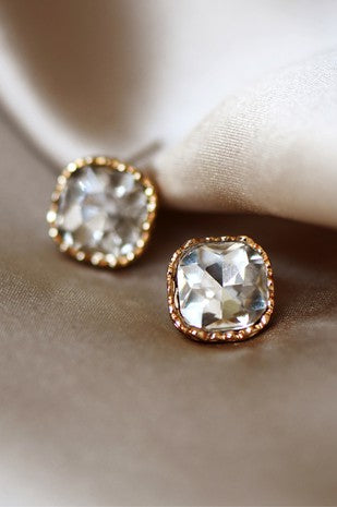 Crystal Square Stud Earrings