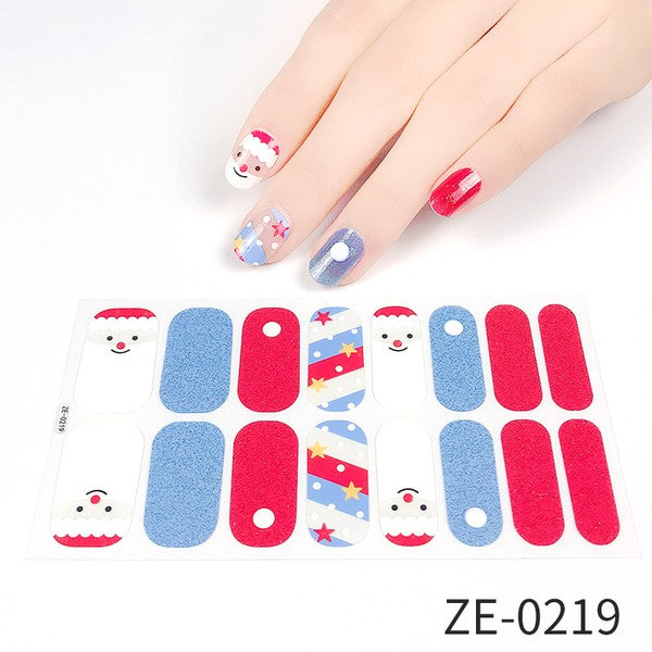 Santa Shimmer Adhesive Nail Set