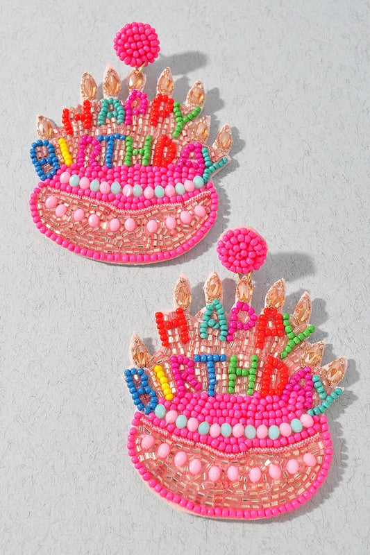 Happy Birthday Beaded Earrings