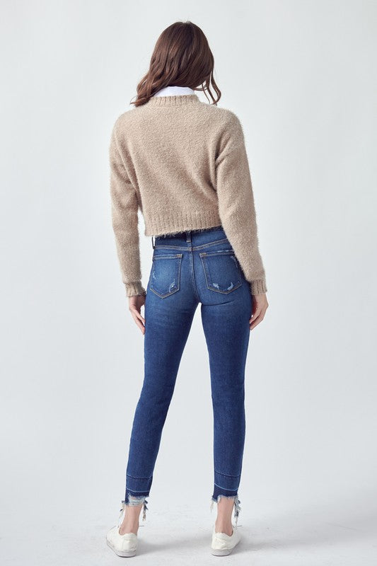 Dark Kancan Trouser Waist High Rise Ankle Skinny