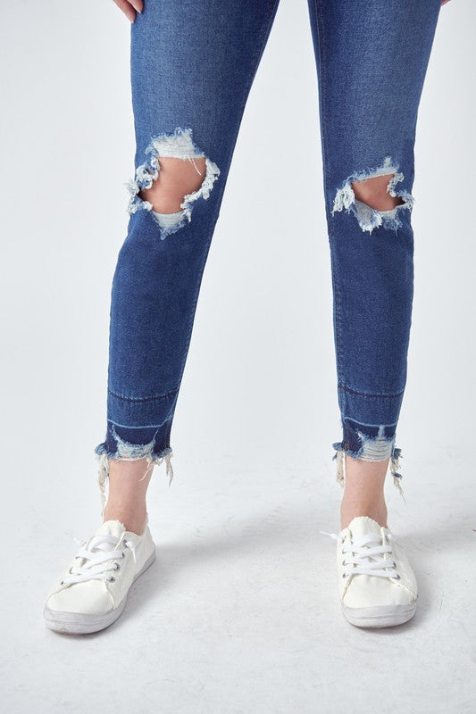 Dark Kancan Trouser Waist High Rise Ankle Skinny