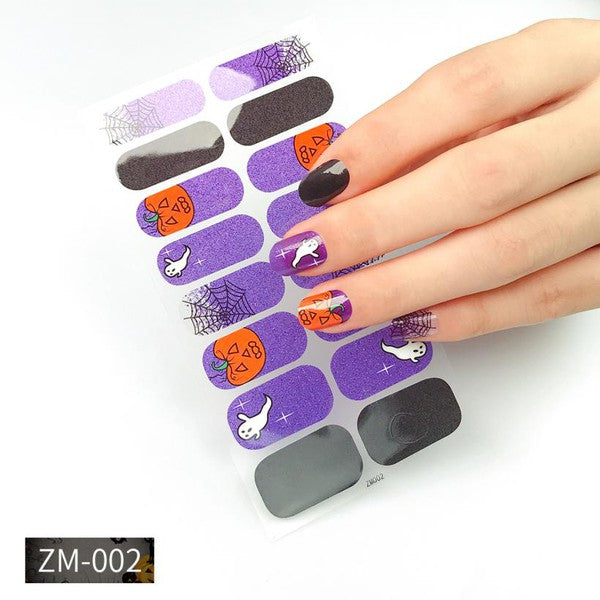 Halloween Purple Shimmer Adhesive Nail Set