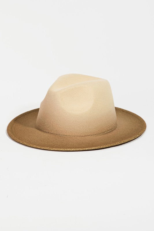 Beige Flat Brim Fedora Hat