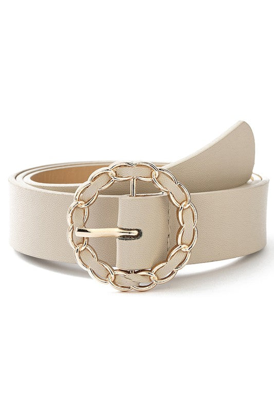 Beige Circle Chain Buckle Belt