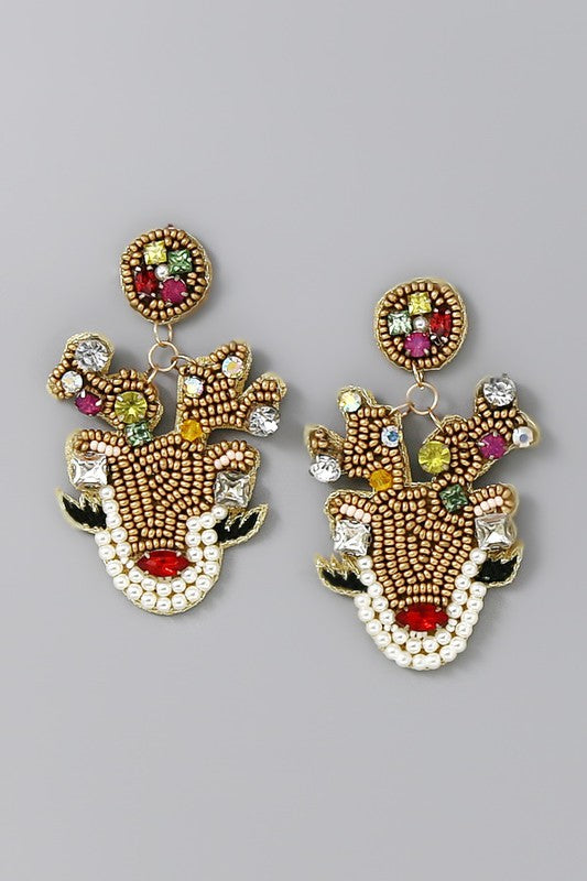 Beaded Reindeer Earring