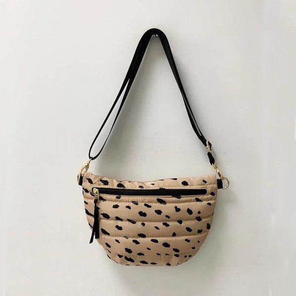 Beige Spotted Puffer Crossbody/Fanny Pack