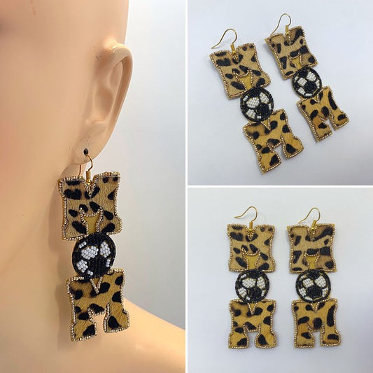 Faux Fur Beaded Soccer Mom Earrings
