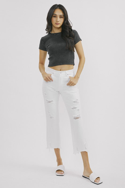 Kancan White High Straight Jean